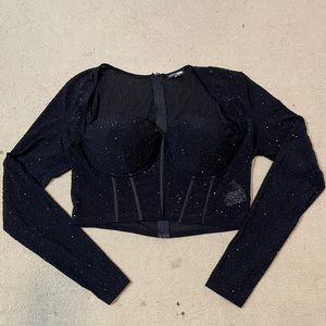 Black sheet crop top